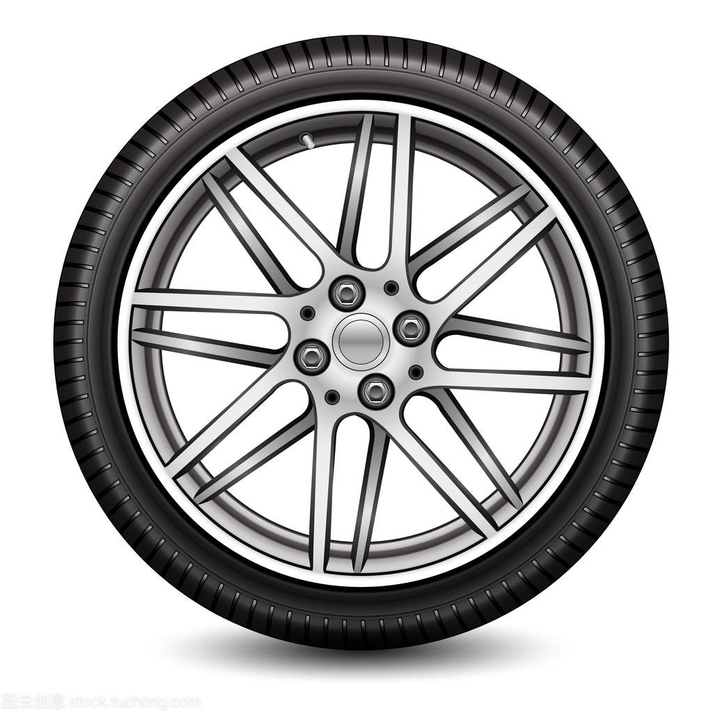 徑向輪汽車(chē)合金輪胎上白色背景矢量圖